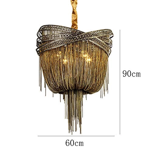 E14 Nordic Art Tassel Chandelier - Cyan bronze 50*80cm