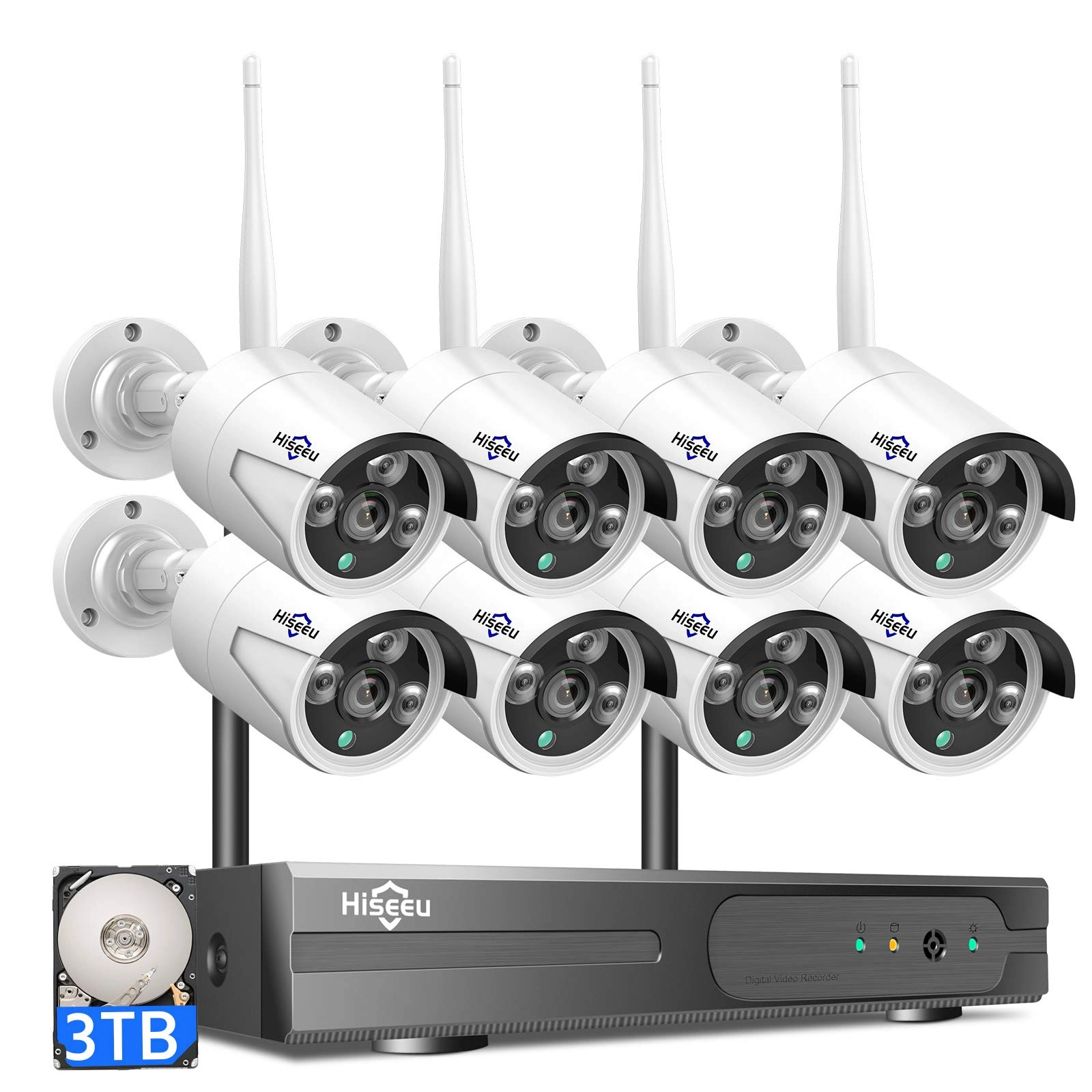 Hiseeu Wireless Security Camera System - 8 10CH 3MP