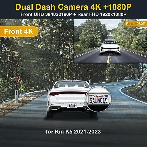 4K Front and 1080P Rear 2160 X 1080 for Kia K5 2021 2022 2023