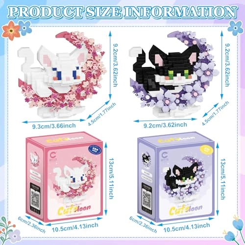 Cat mini building blocks - little black cat little white cat 2pcs