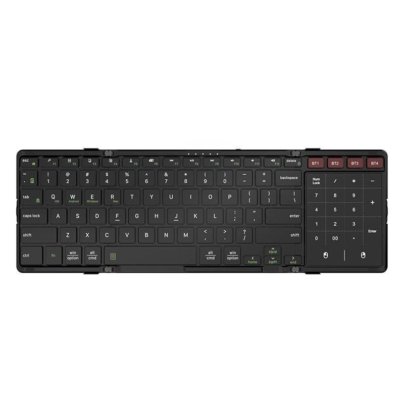 JOMAA Foldable Bluetooth Keyboard - 4-Channel Bluetooth Multi-Device Rechargeable