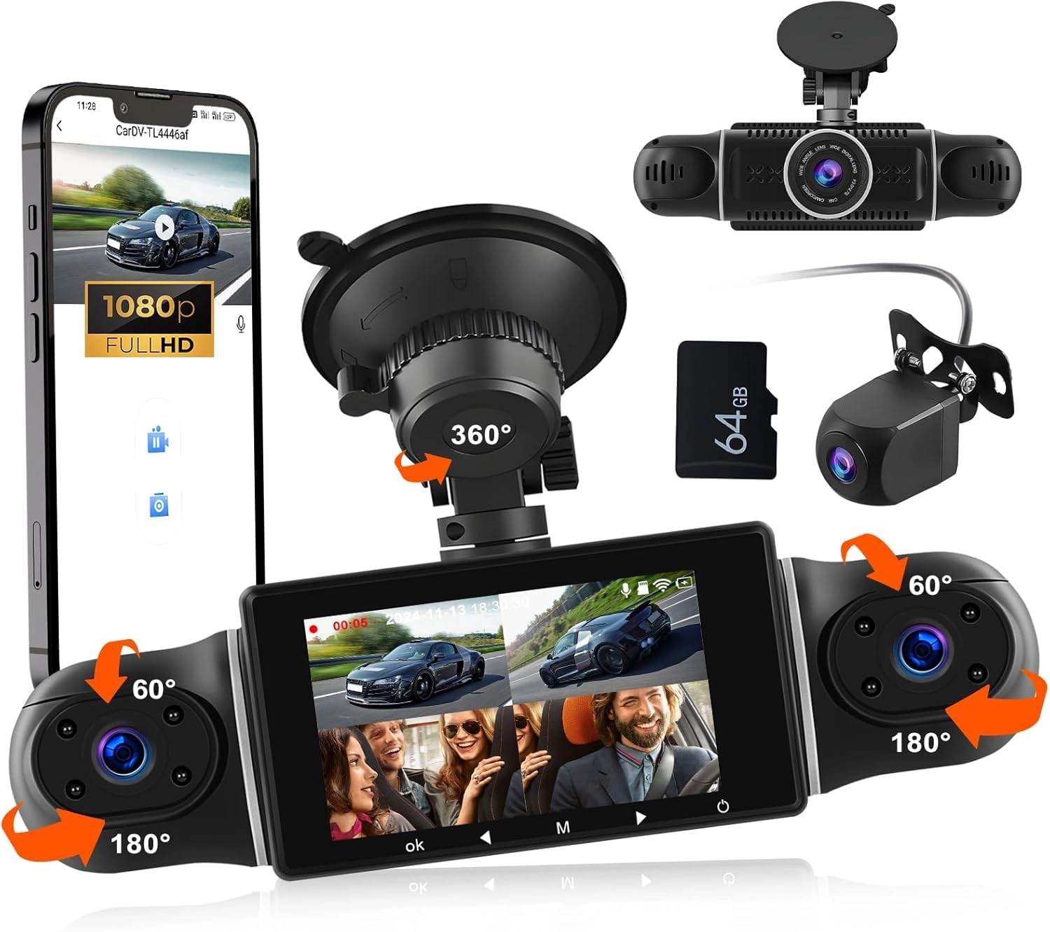 4-Channel Dash Cam - 1080P 30FPS