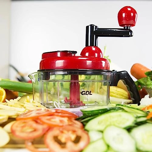 Hand crank food processor - 1.5L 3-blade