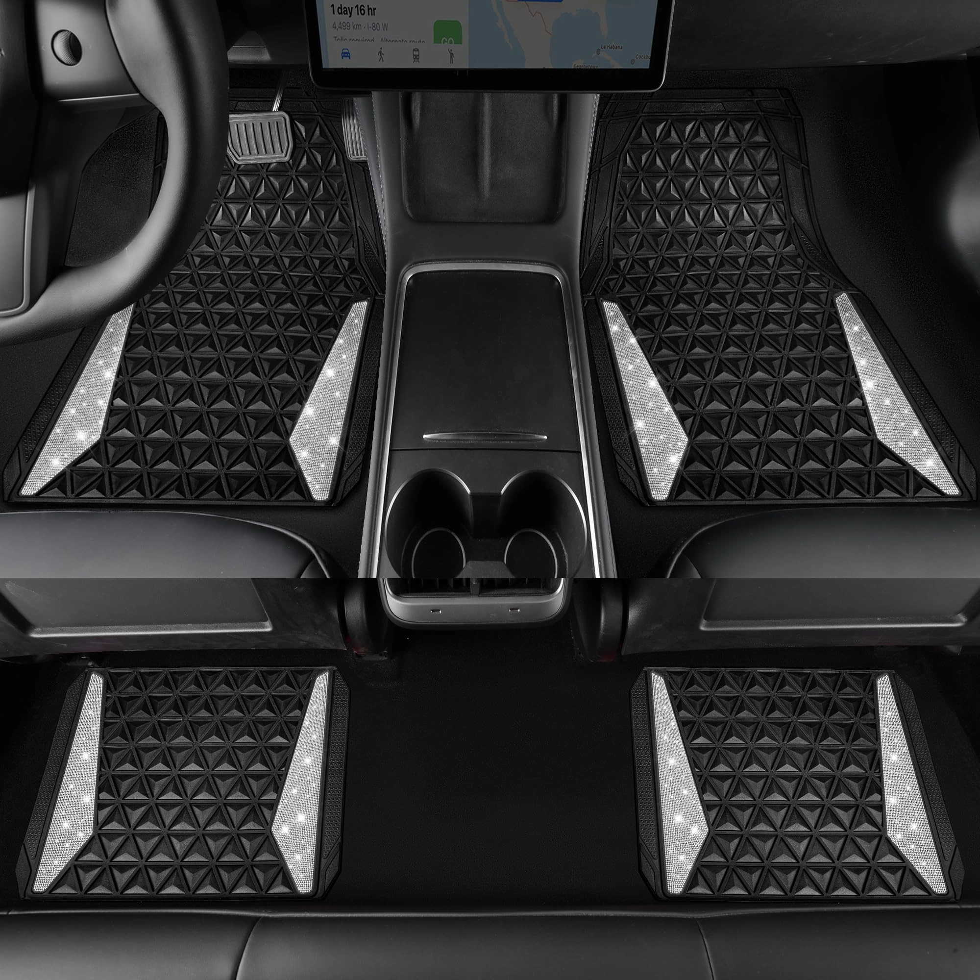 Bling Diamond Car Mats - 4.0 Count Universal Fit