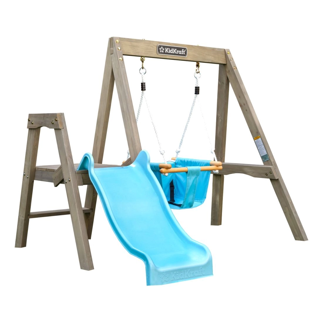 KidKraft First Play Wooden Swing Set - 18-36 months Wave slide