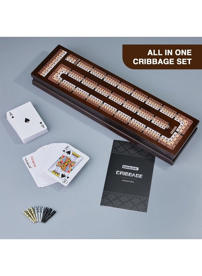 Cribbage Board - Magnetic 3-Track Scoreboard 9 Metal Pegs