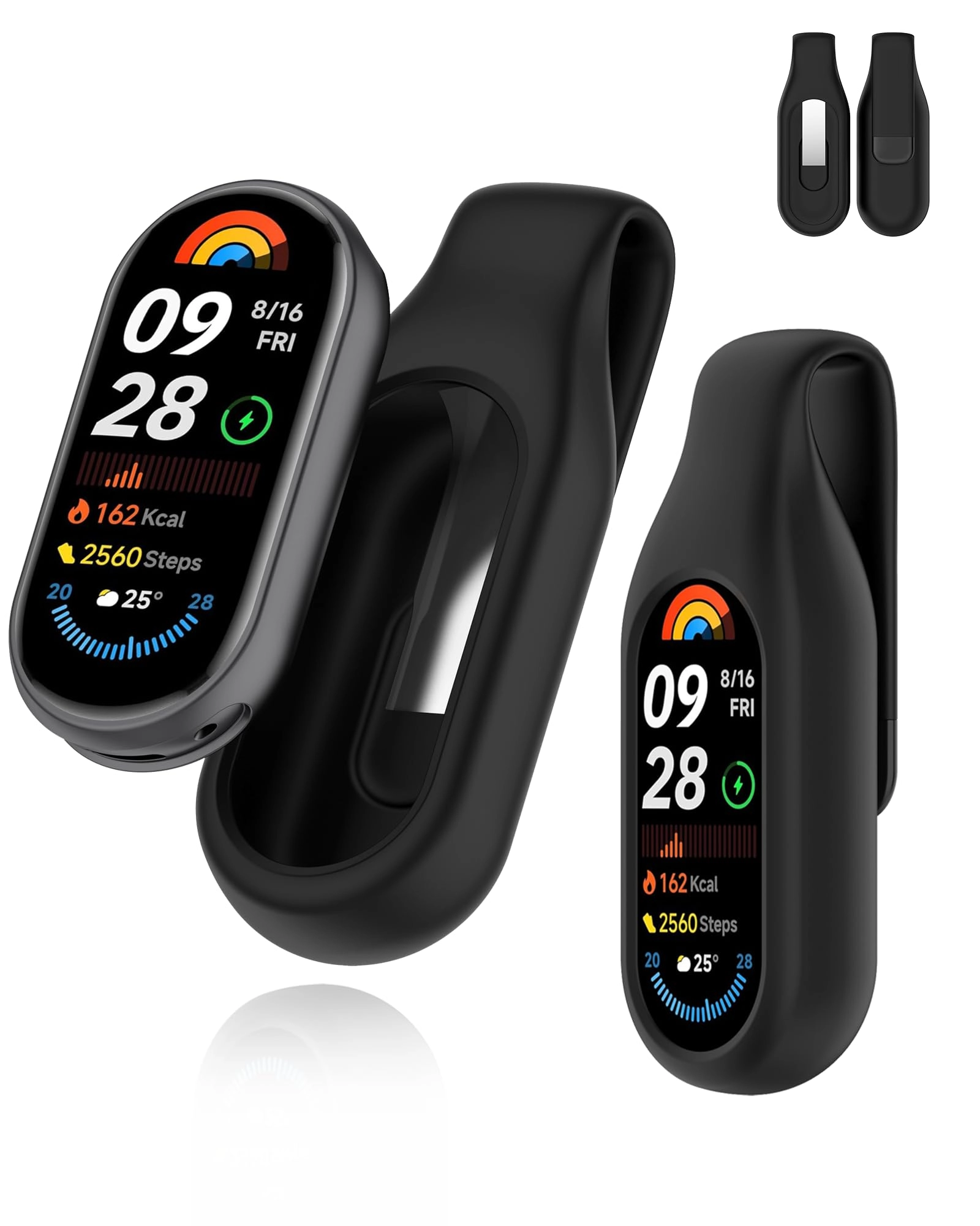 Generisch Full Body Case for Xiaomi Smart Band 9/10/8 - Full body protection Shockproof black Silicone