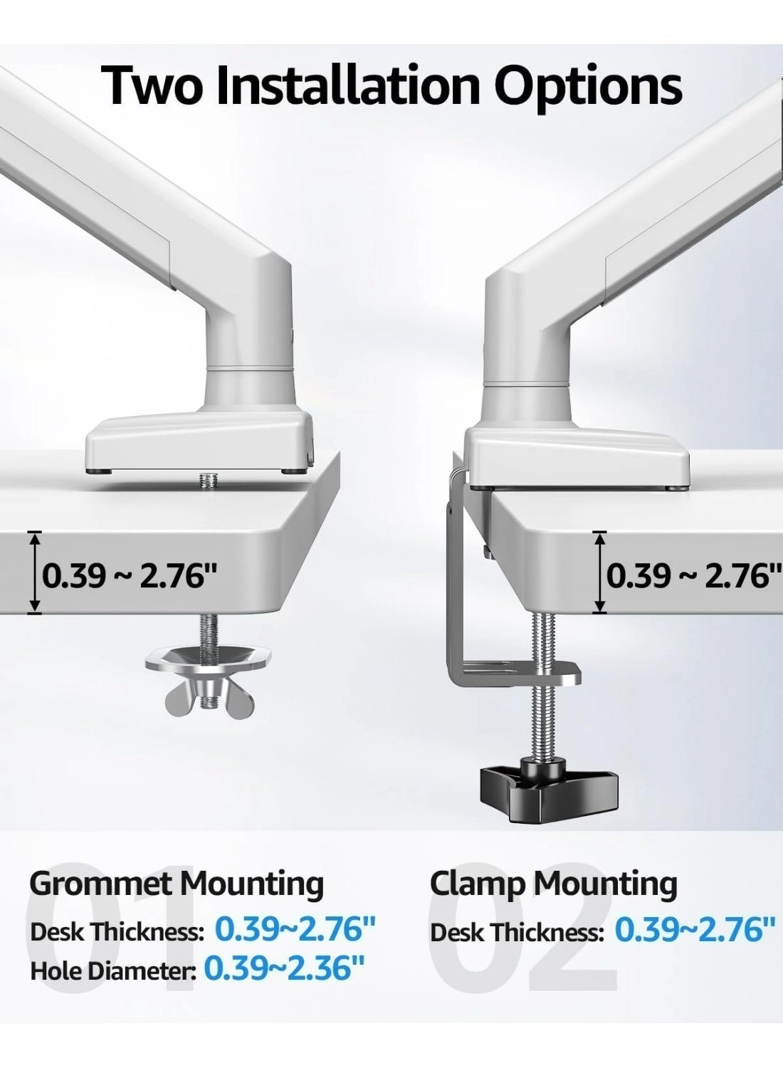 Dual monitor arm - 14-34 inch 75x75mm/100x100mm