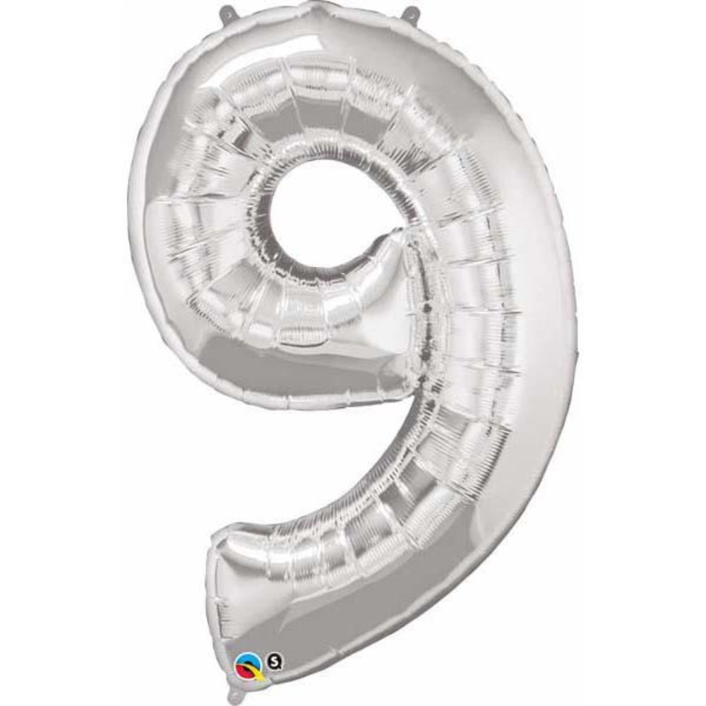Qualatex Number Nine Foil Balloon - 42-Inch Silver