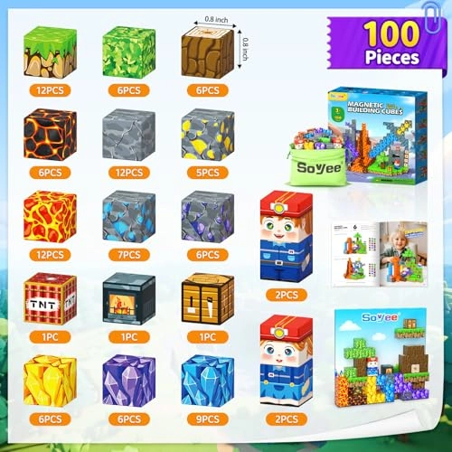 Magnetic Building Blocks - 100 pcs Forest & Mining