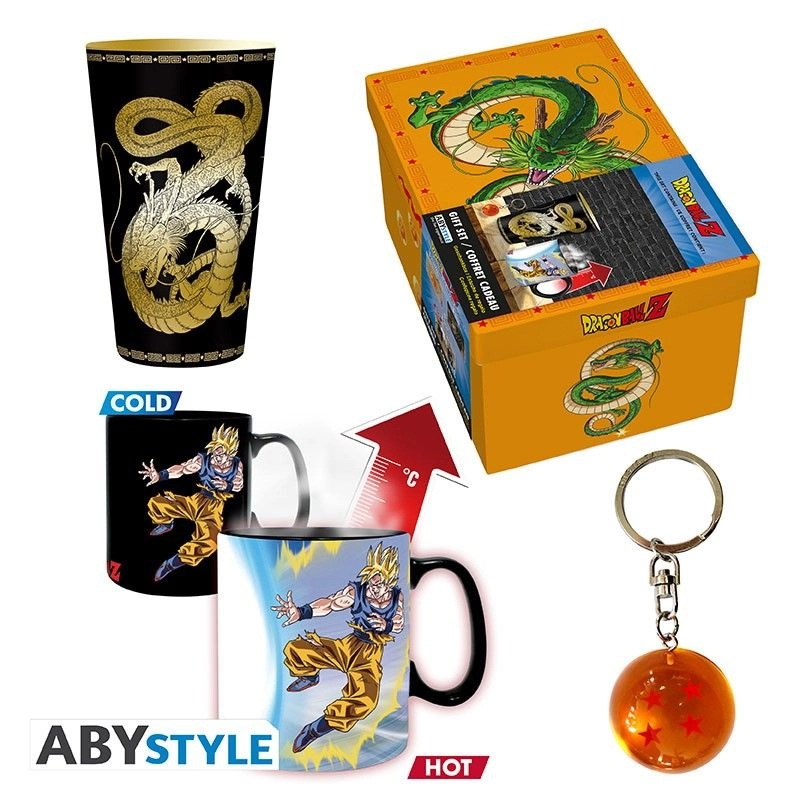 ABYstyle Dragon Ball Glass - 400 ml + Dragon Ball 3D Keyring + Dragon Ball Heatchange Mug - 460 ml