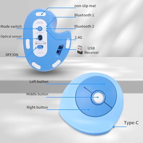 Vertical Mouse - USB+Bluetooth+Wired
