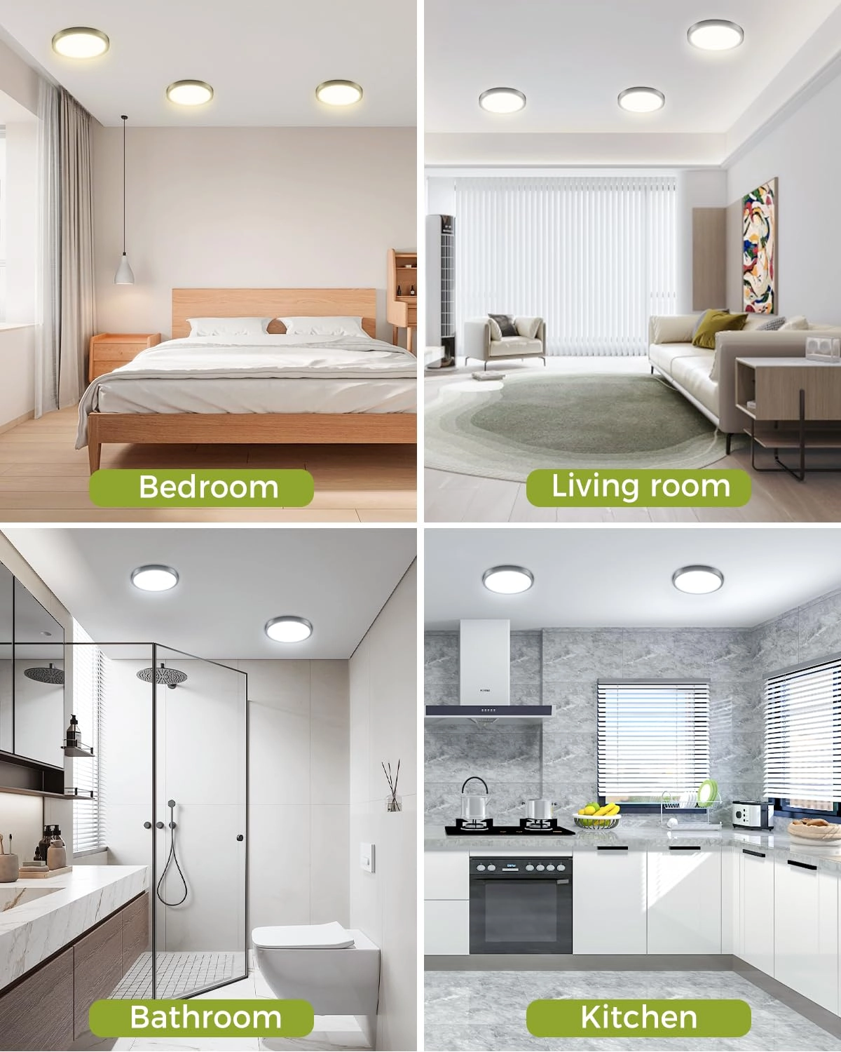 Flush Mount LED Ceiling Light - 3000K 4500K 6000K Dimmable