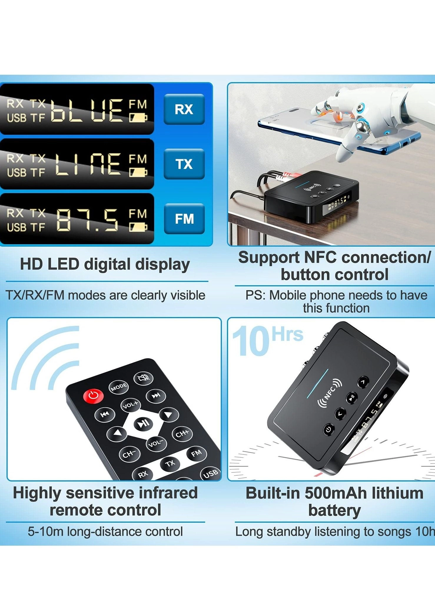 Bluetooth 5.0 Transmitter Receiver 3 in 1 Adapter 5.0