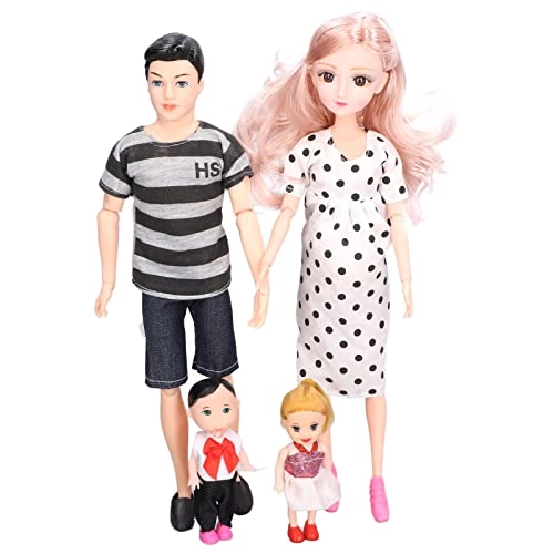Family Puppet Set - Dad Pregnant Mother Son Daughter Plastic