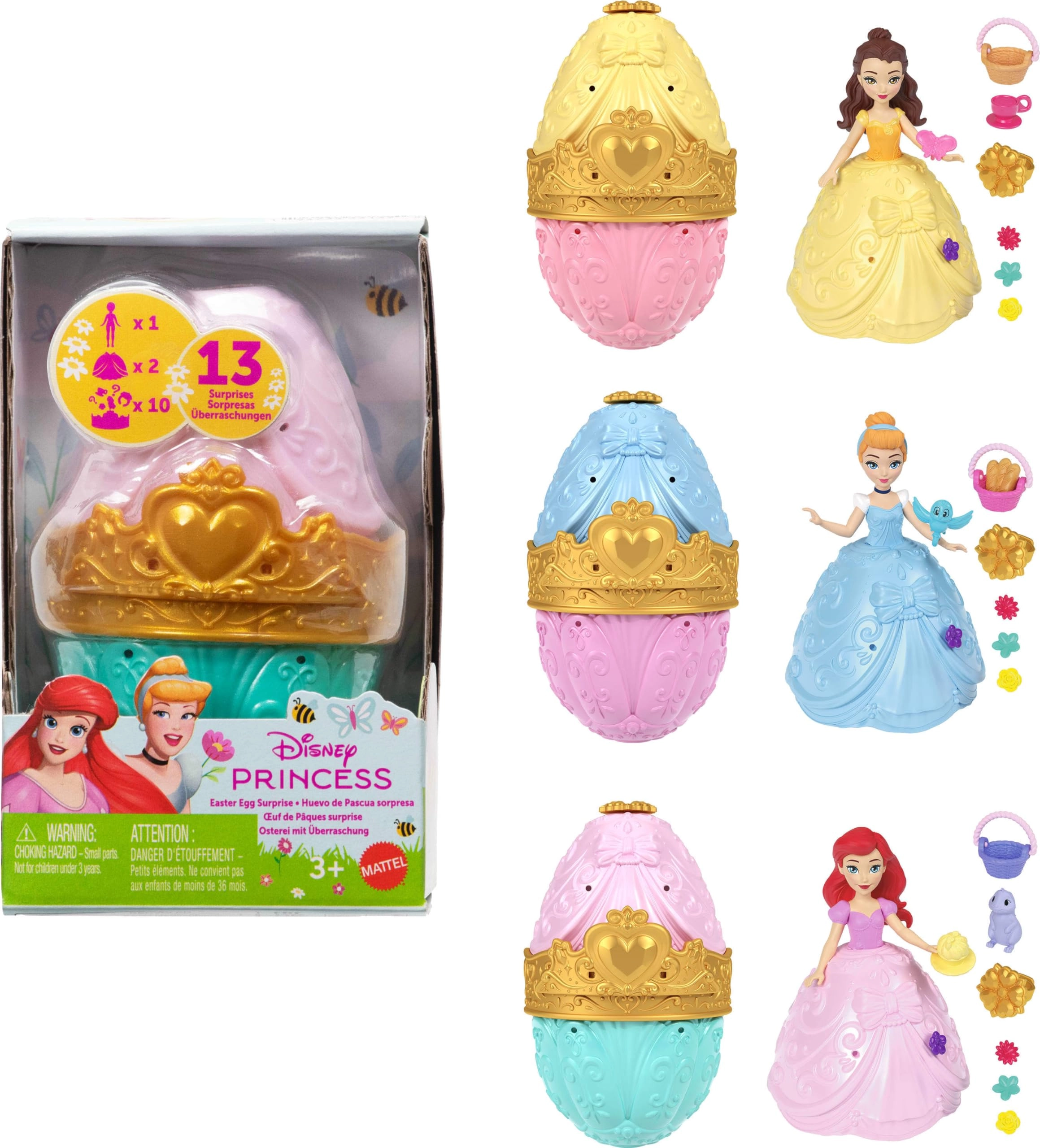 Mattel Disney Princess Easter Egg Surprise - 1 Princess 2 Skirts 10 Play Accessories Ages 3+
