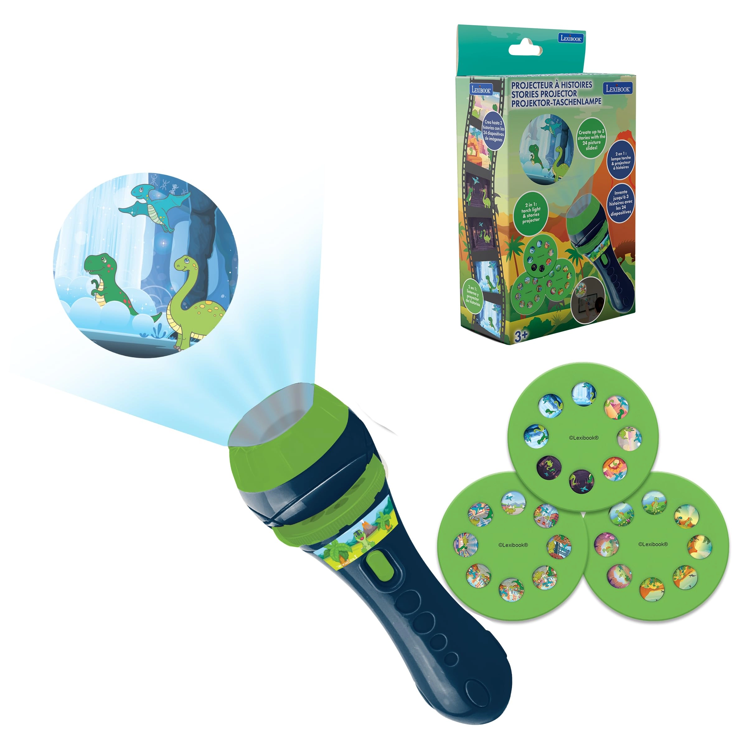 Lexibook Dinosaur - Stories projector - 3 discs 24 images torch light