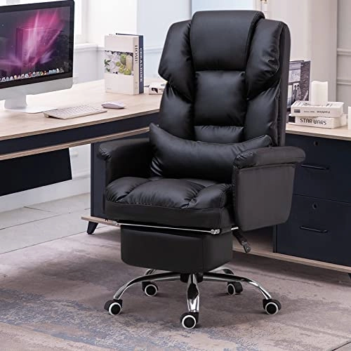 Desk Chair - PU Leather Brown High Back