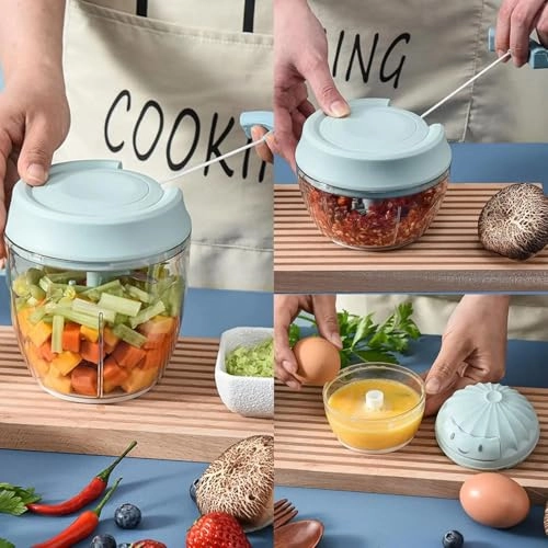 Manual Food Chopper - 900ml 5-Blade