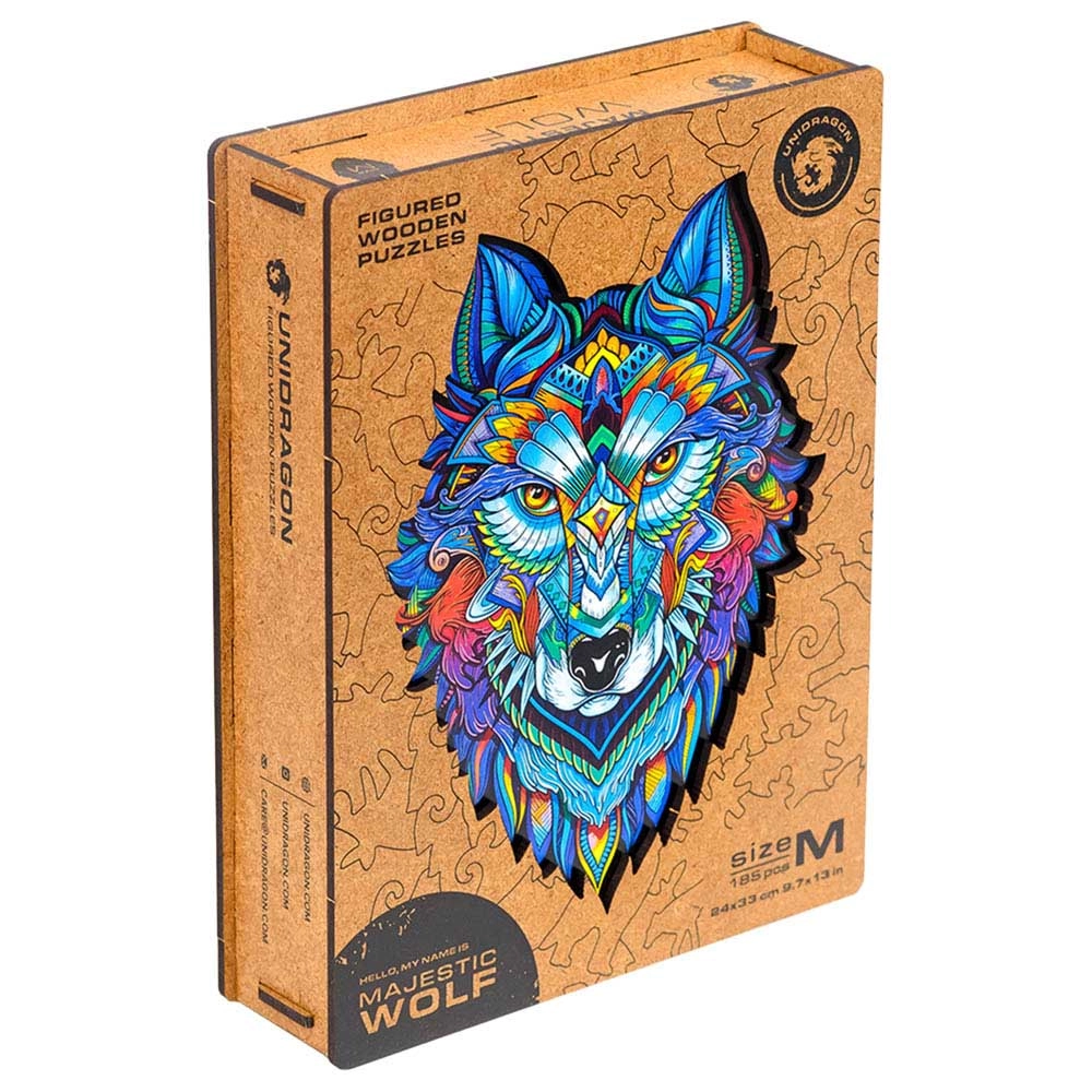 Unidragon Majestic Wolf Wooden Puzzle (4107390-WOLF_M) - 185 pcs