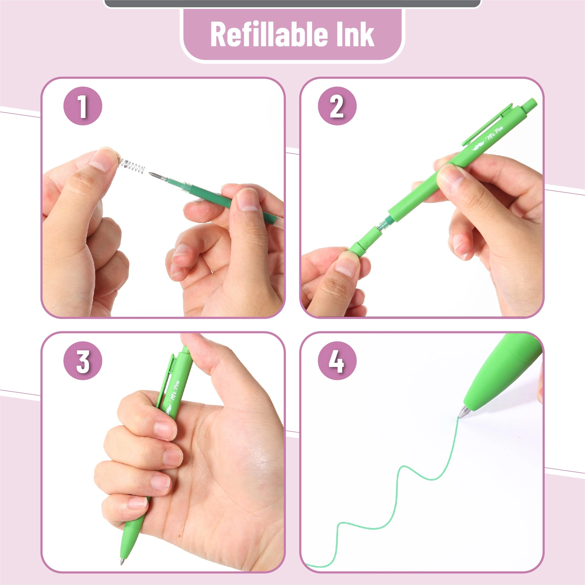 Retractable Gel Pens - 12 Pack 0.7mm