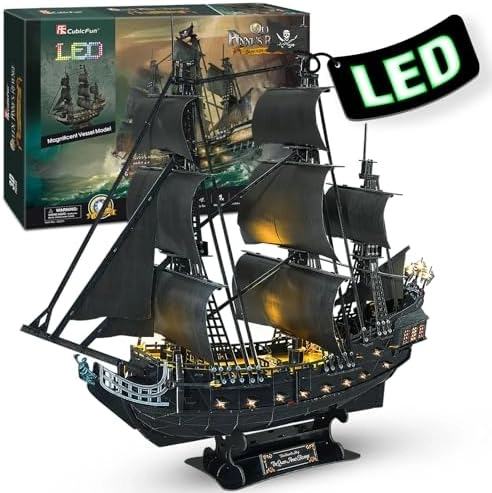 CubicFun Queen Anne's Revenge 3D Puzzle (1881649067051) - 340 pcs, LED
