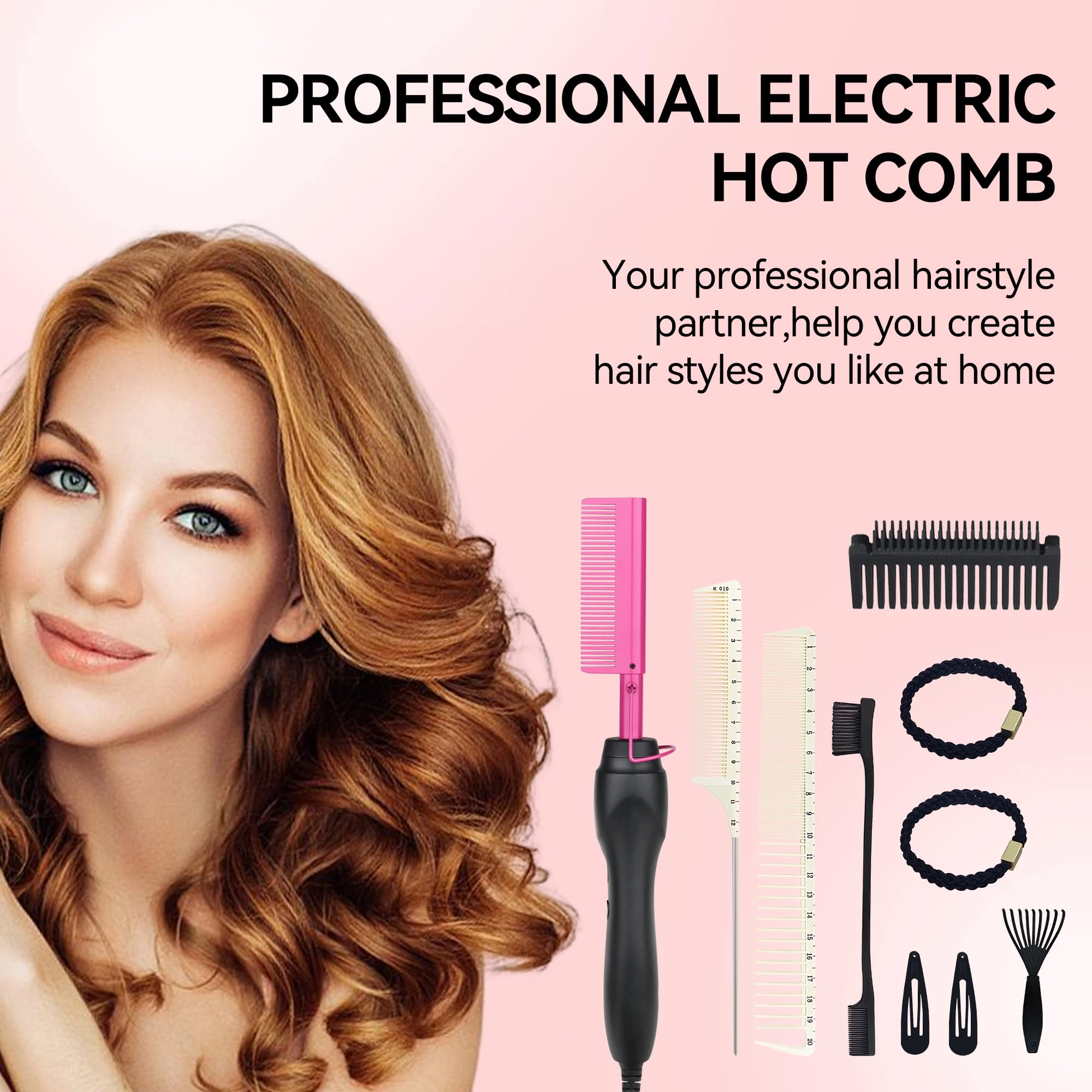 Electric Hot Comb - 12 Inch Multicolored Anti-Scald