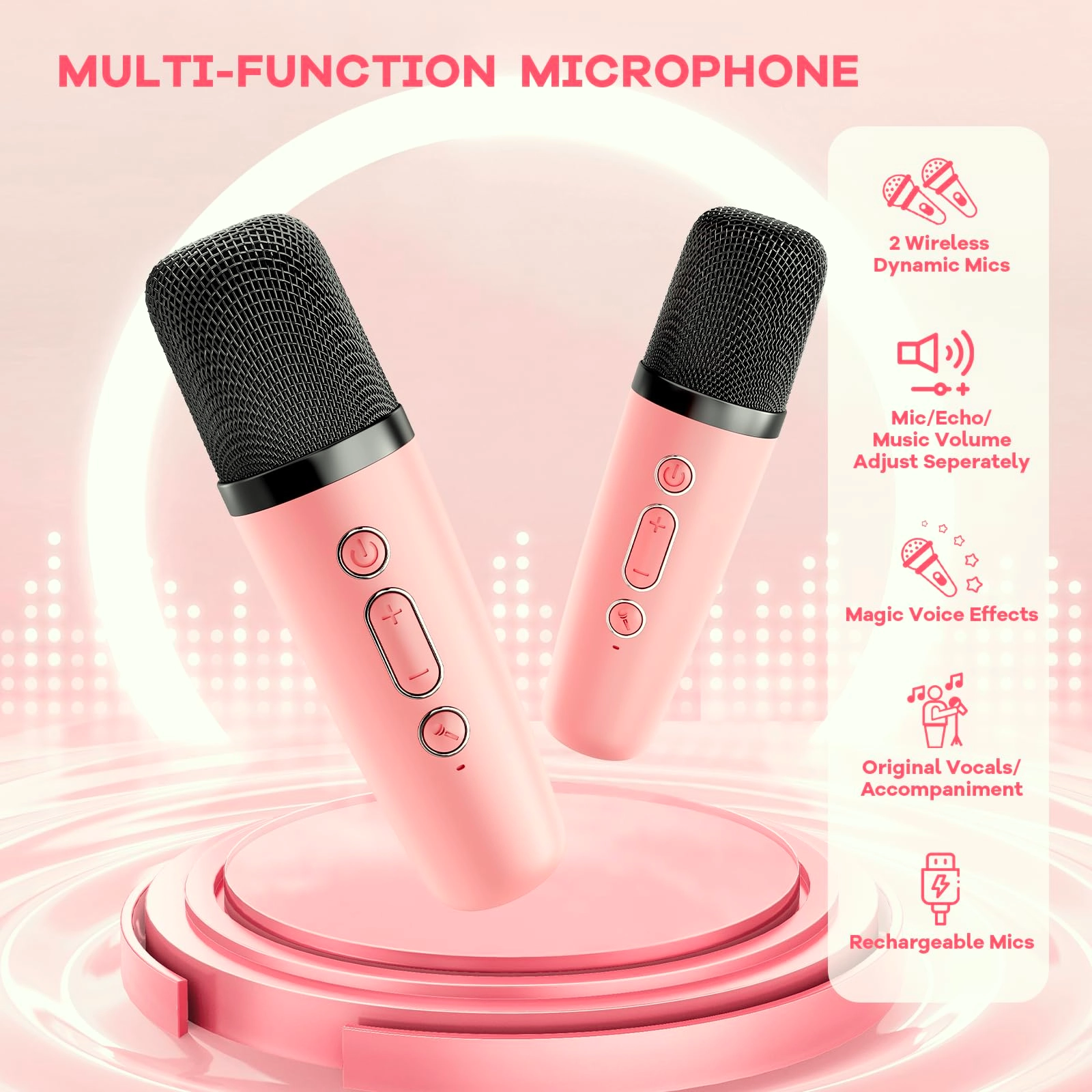 Karaoke Machine - 2 Wireless Microphones