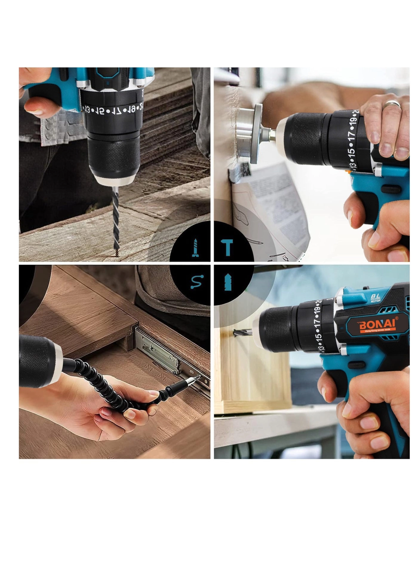 88V Brushless Cordless Electric Drill Set - 100 Newton Meters 2500 RPM