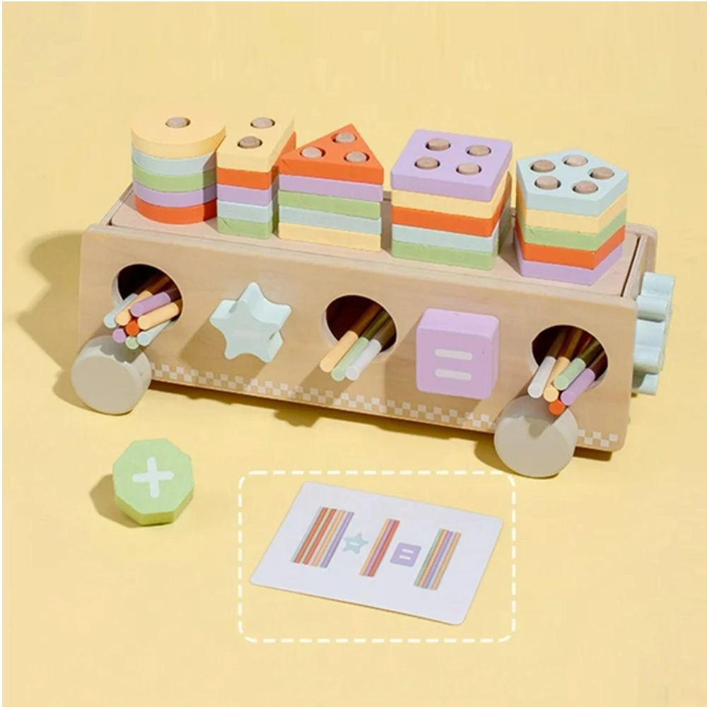 Multifunctional Wooden Shape Sorter - 1+ 25 wooden disks