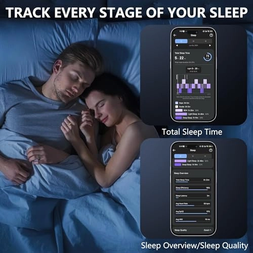 Smart Ring - Heart Rate Monitor Sleep & Step Tracker Waterproof No App Subscription