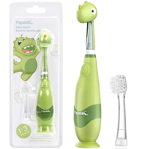 Jo Toddler Sonic Electric Toothbrush - Cute Dino Cover 2 Brush Heads Smart LED Timer