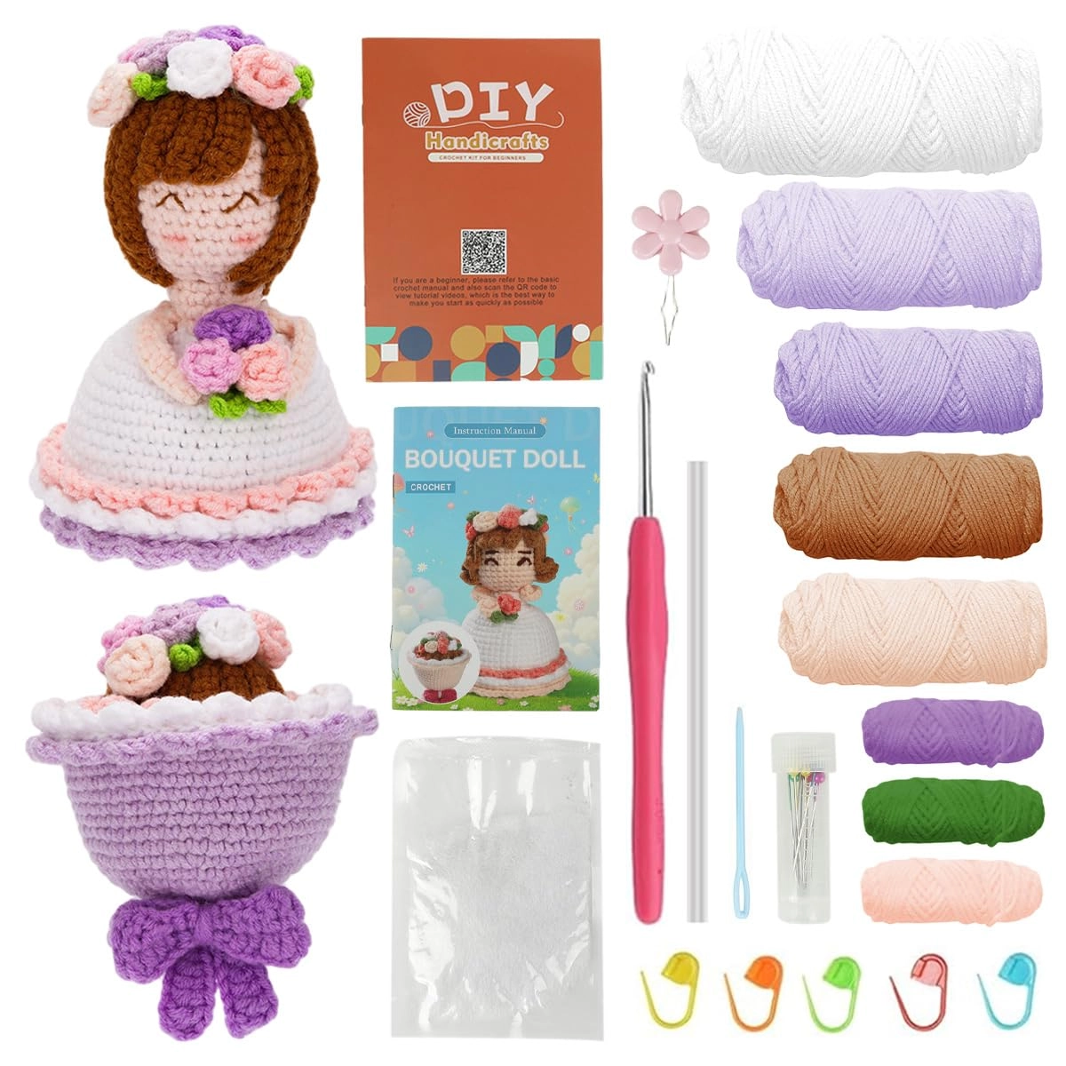 Hannea Crochet Flower Bouquet - Handmade Purple