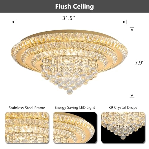 Crystal Chandelier - 2700K 4000K 6000K Dimmable