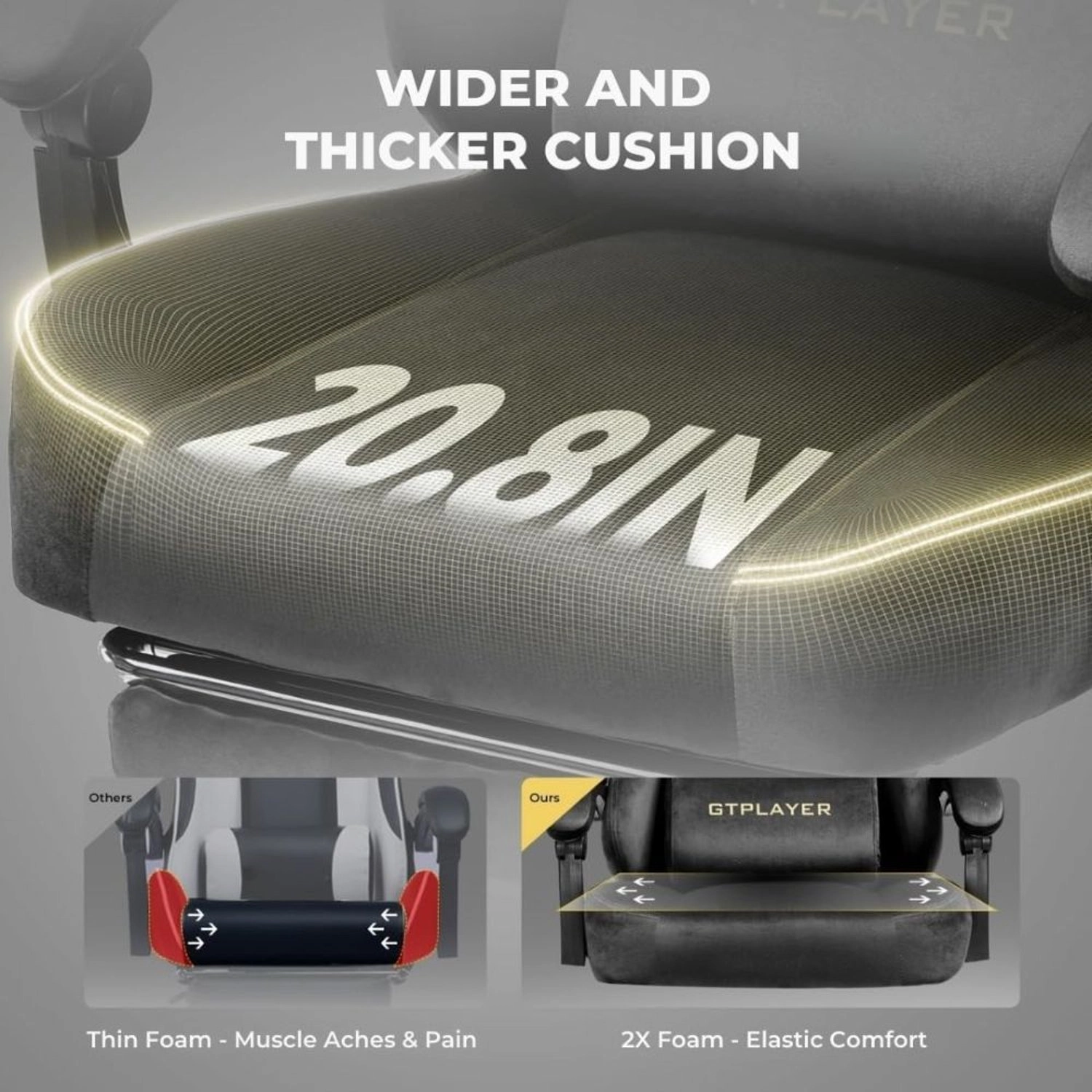 GT829 - Gaming Chair Velvet Grey