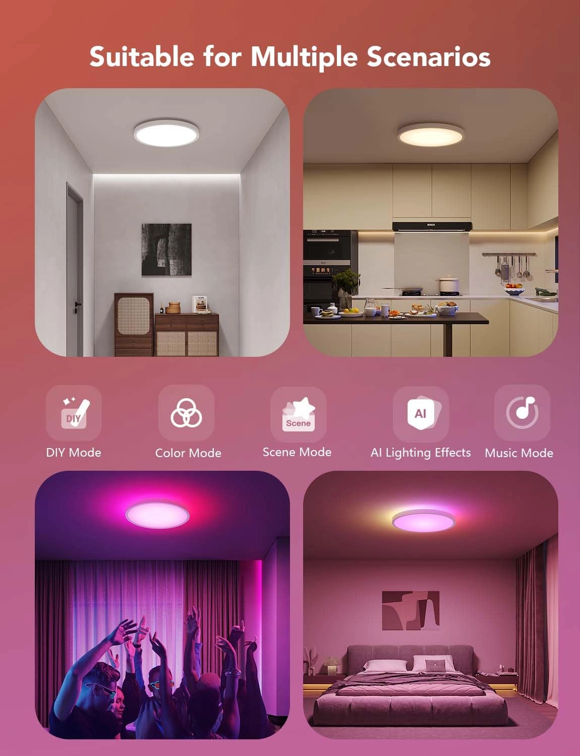 Smart Ceiling Light - 2200K-6500K Dimmable Pack