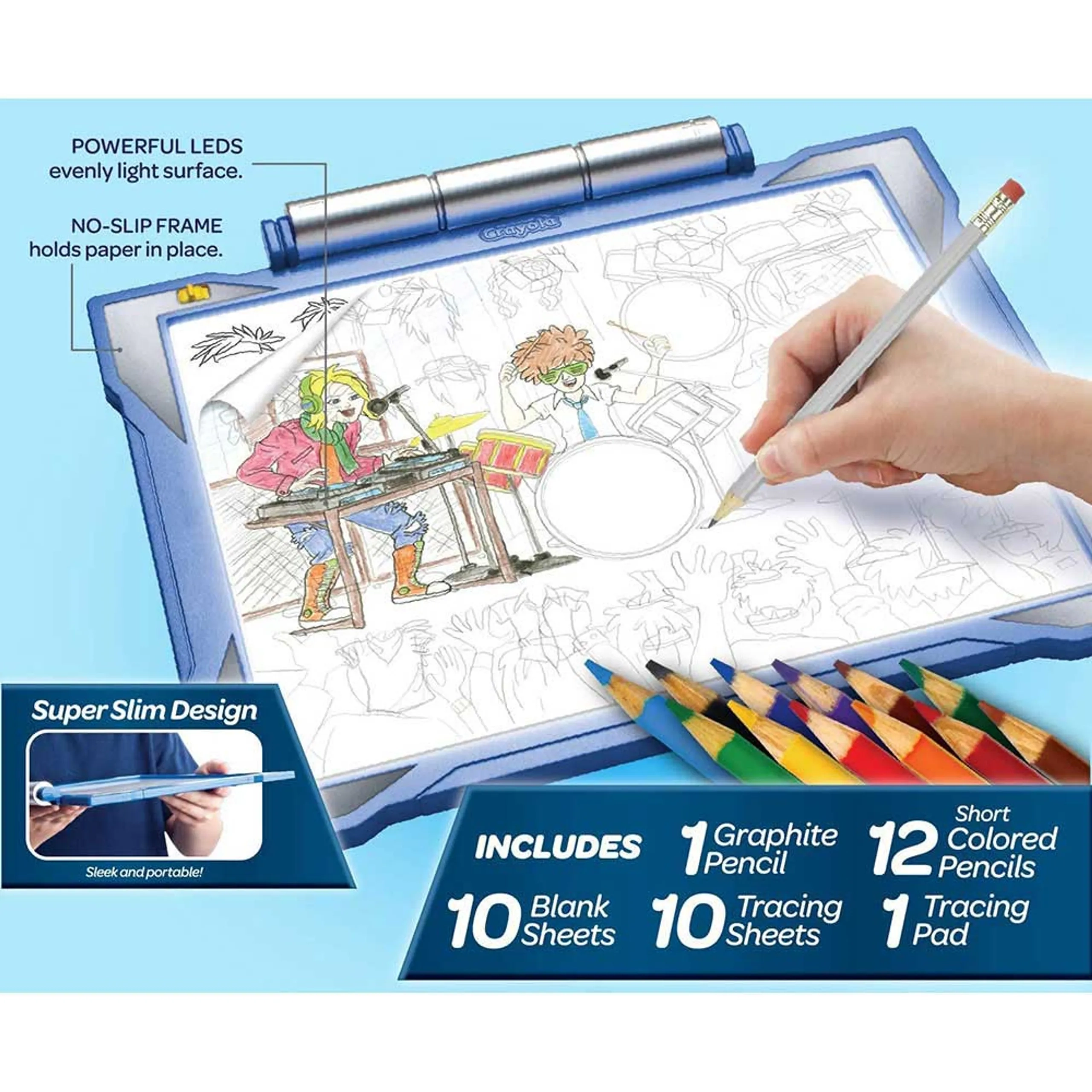 Light-Up Tracing Pad - 12 short colored pencils