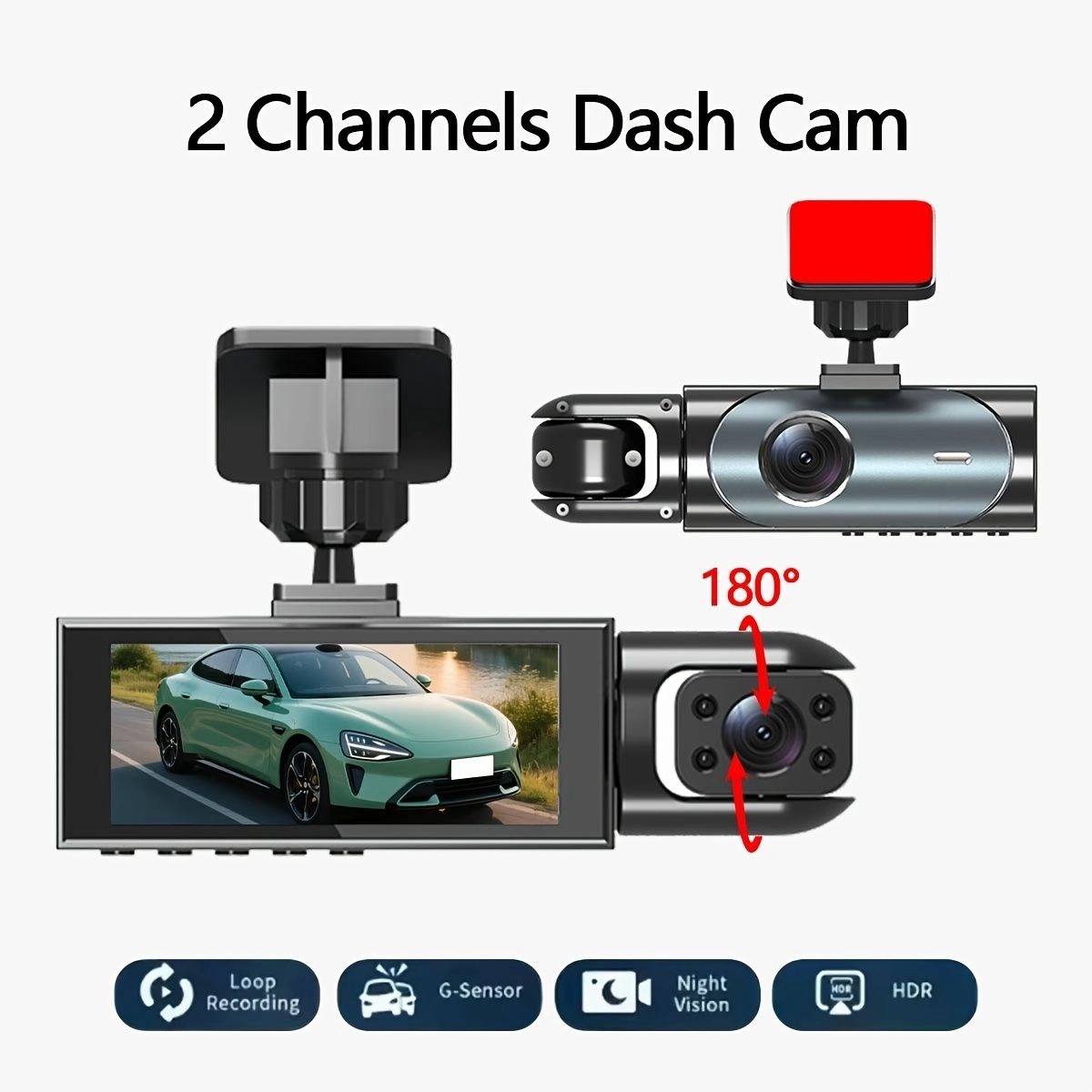 Generic Dual-Channel Car Dashcam - 1080P