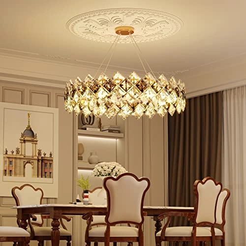 Round Crystal Chandelier - 6000K 4000K 3000K