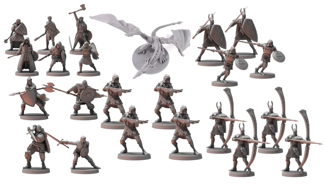 Steamforged Guardian Dragon - boss mini + Silver Knight Greatbowmen - 4 minis + Hollow Crossbowmen + The Silver & The Dead + Unkindled Heroes Pack 1 - 4 heroes + Unkindled Heroes Pack 2 - 6 heroes