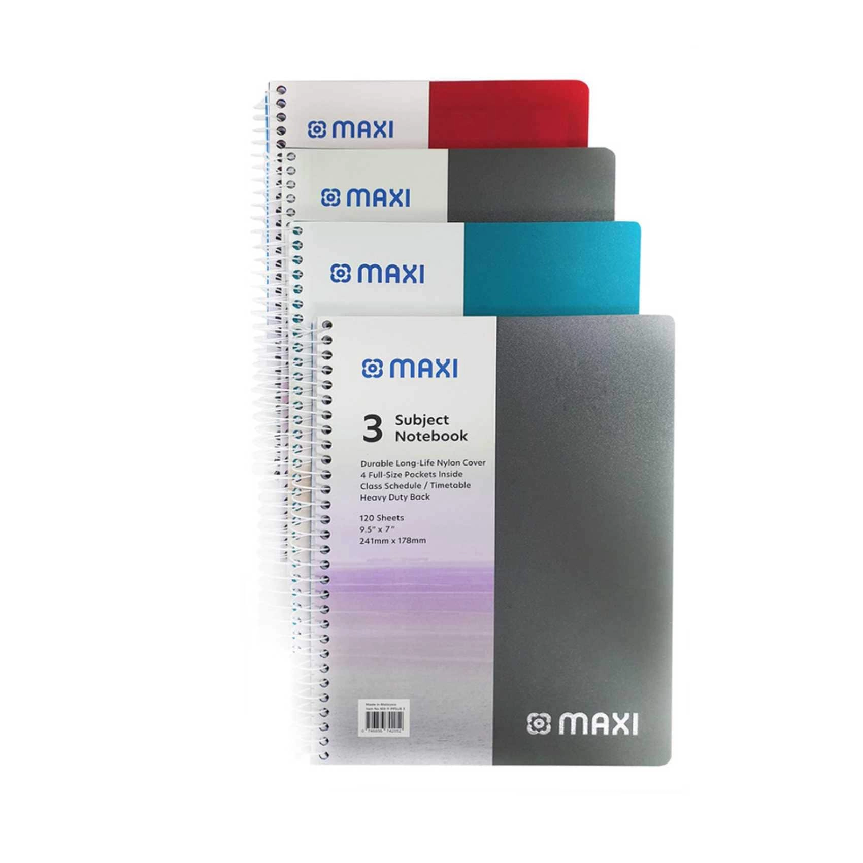 Spiral 3 Subject Notebook 9.5x7inch Hardcover - 120 Sheets