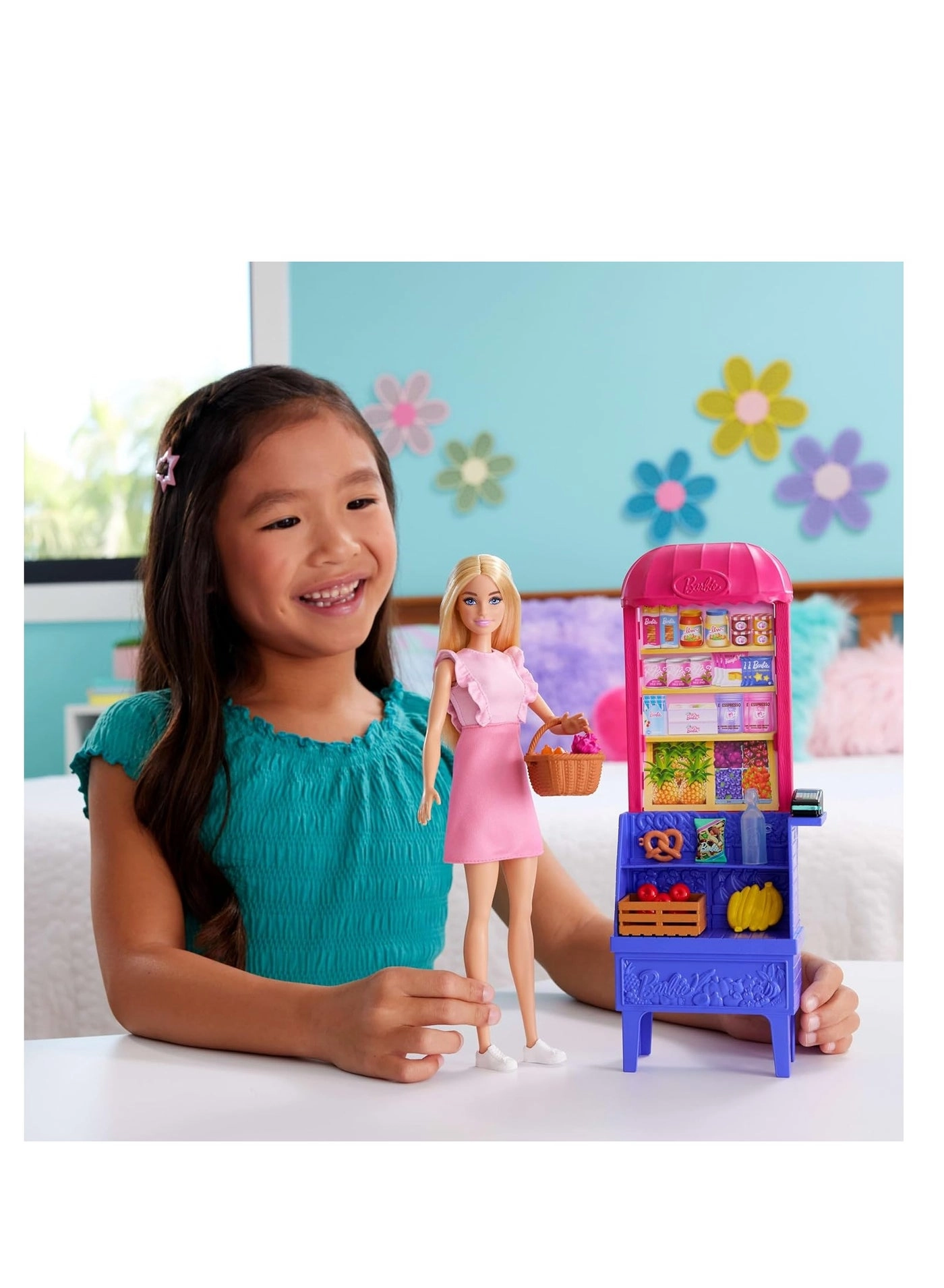 Malibu Fashion Doll + Teresa Fashion Doll + Market Playset - 11 Accessories Ages 3+