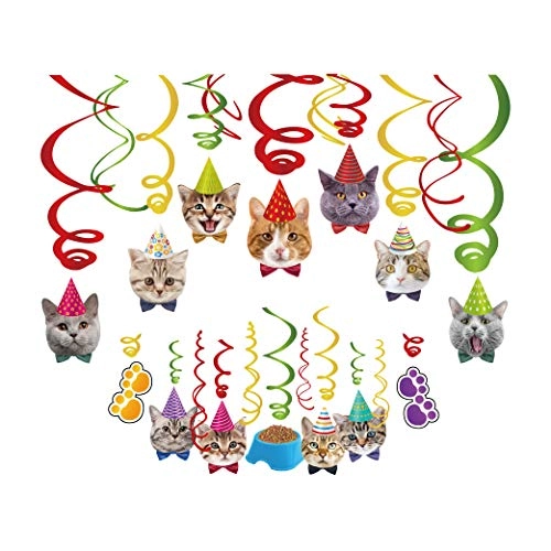 Cat Hanging Swirl Decorations - 30 piece(s) Birthday