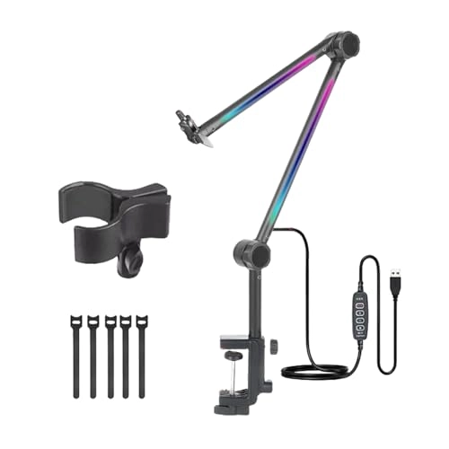 Microphone Boom Arm - With Light Multi Directional Adjustable
