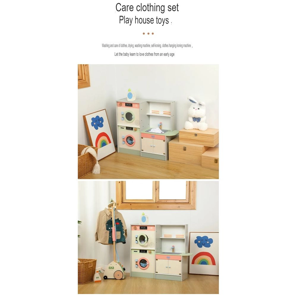 Kids Wooden Toy Laundry Play Set - Washer Dryer