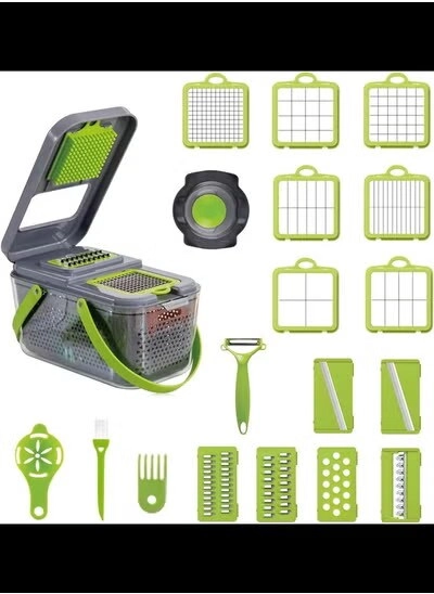 Mufaens Fruit And Vegetable Chopper And Slicer - 11-Piece Green