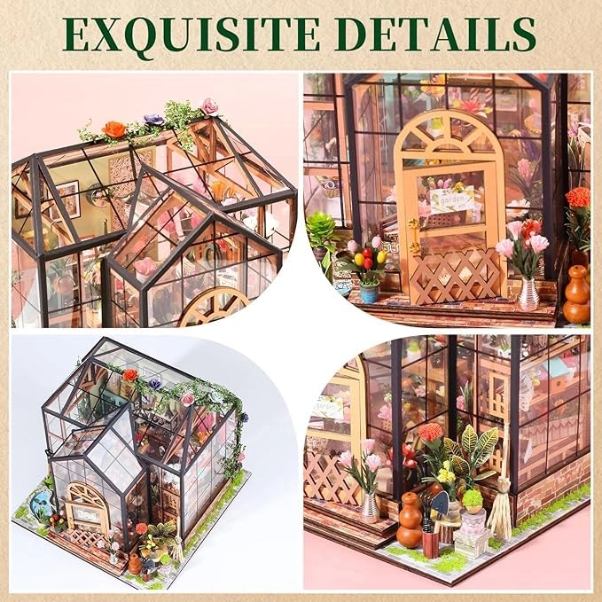 Miniature Greenhouse Kit - 1:24 Scale Multicolor