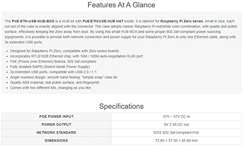 PoE-ETH-USB-HUB-BOX - 5V 2.5A DC out 37V ~ 57V DC in IEEE 802.3af-compliant PoE 10M / 100M