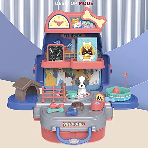 ROLE PLAY ANIMAL CARE PET HOUSE TOY SET SCHOOL BAG - 26 Pcs (SAB-LS_RPSB_PCBU)