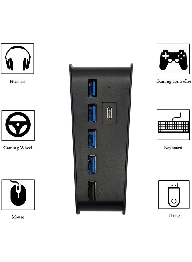 USB 3.0 Hub Adapter - 5 Port PS5 Black
